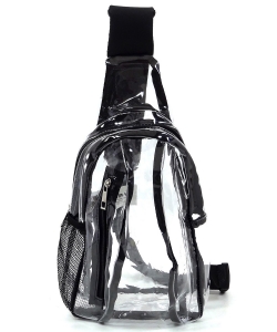 See Thru Clear Bag Sling Bag Crossbody Backpack CW214 BLACK